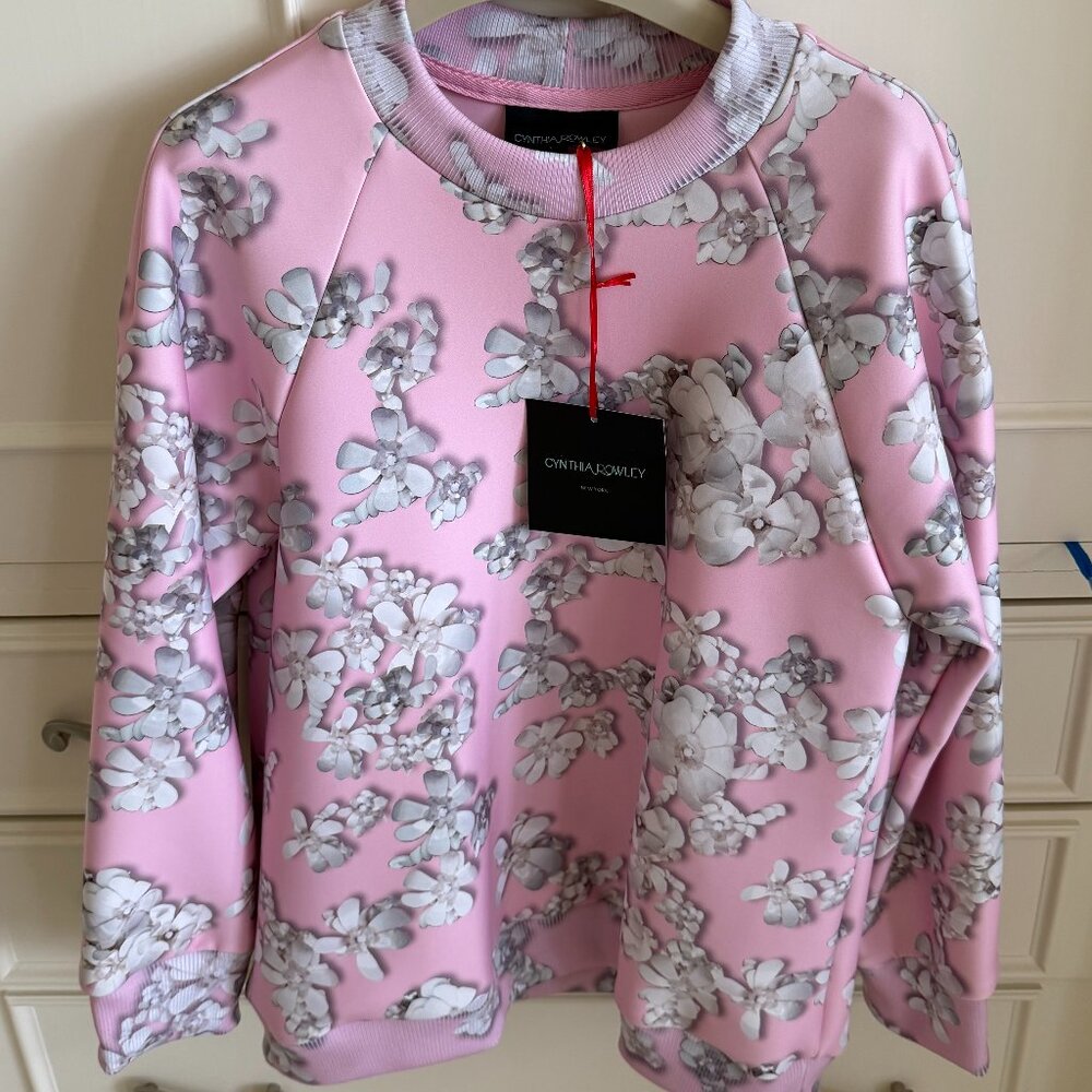 Cynthia Rowley Floral-Print Banded Scuba Sweatshirt